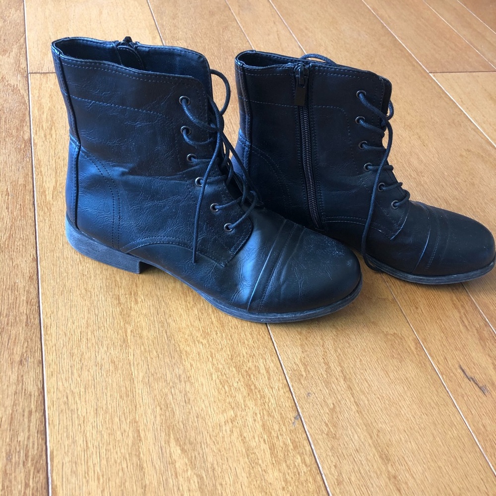 Black combat boots